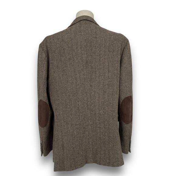 Vintage Polo by Ralph Lauren Herringbone Wool Sport Coat Jacket Elbow Patches XL - Picture 7 of 12